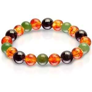 Crystal Agate Triple Stone Money Bracelet - Beaded Stretch Bracelet With